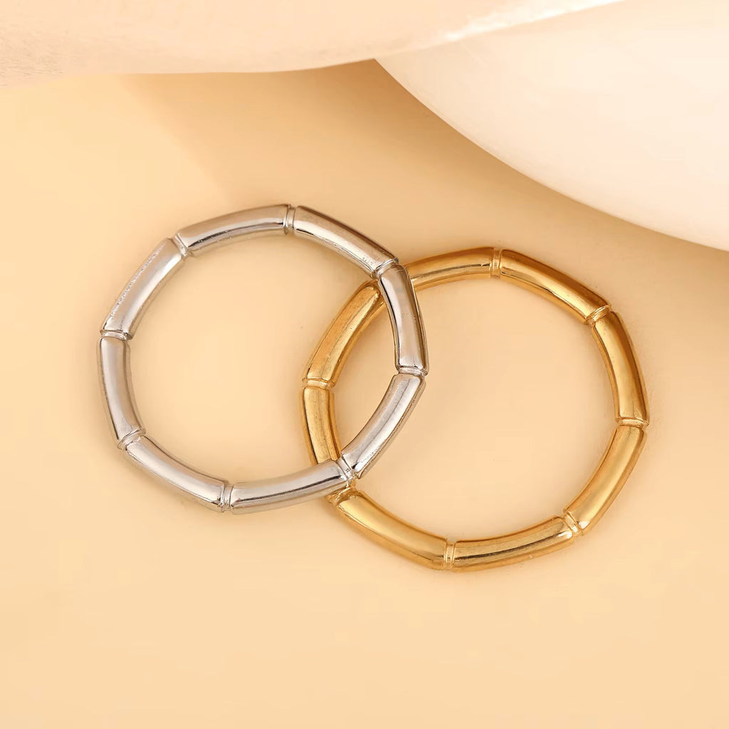 Geometric Bamboo Style Open Ring