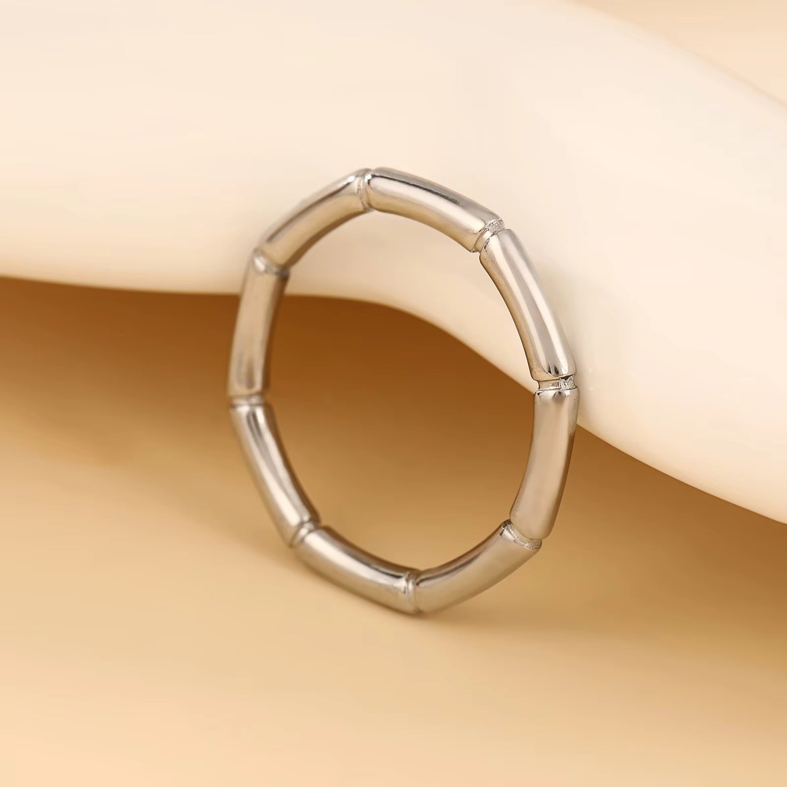 Geometric Bamboo Style Open Ring