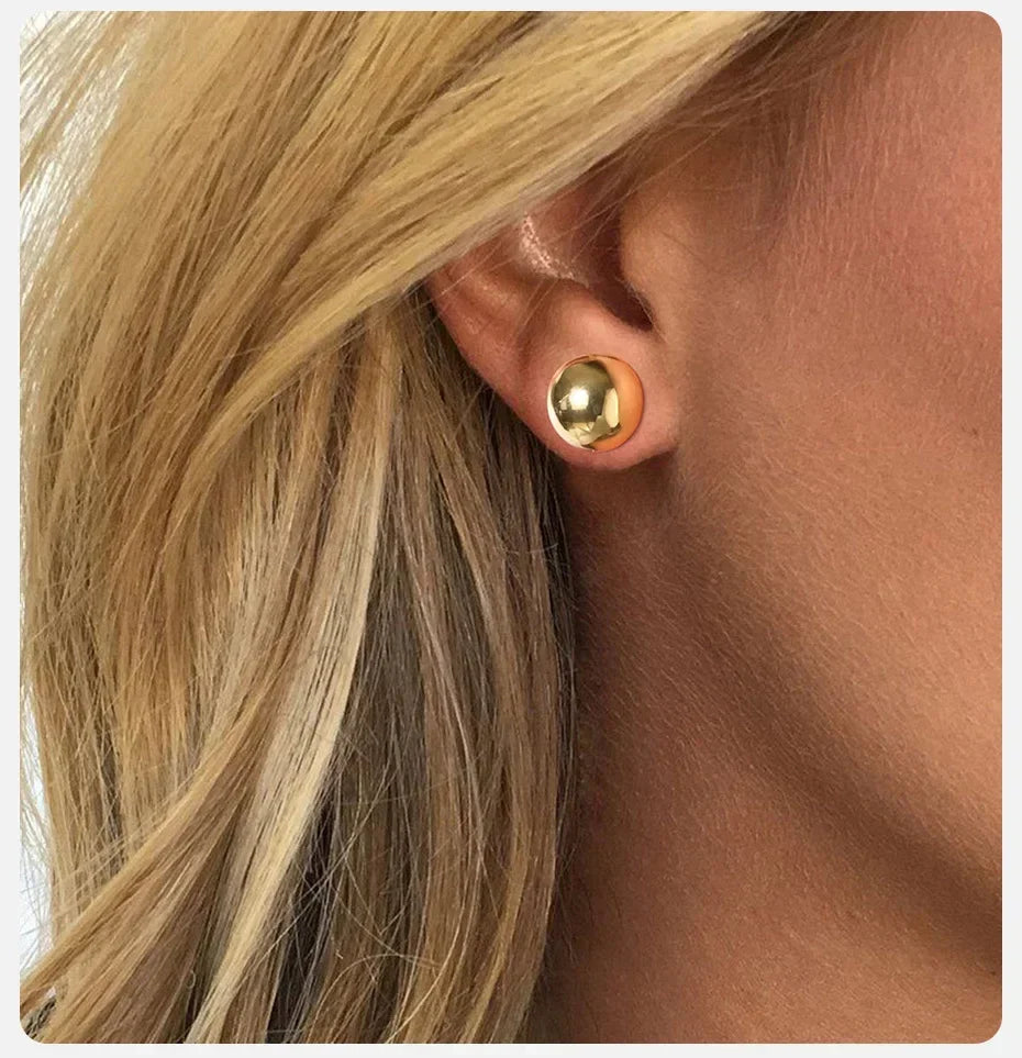 Gold Tone Ball Stud Earrings