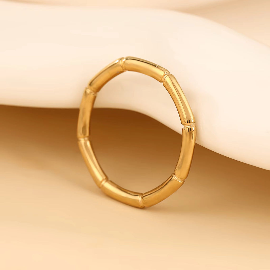 Geometric Bamboo Style Open Ring
