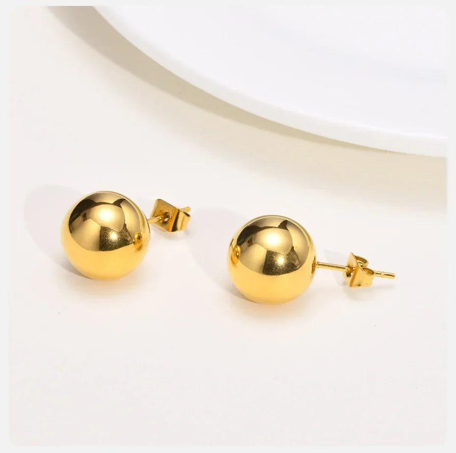 Gold Tone Ball Stud Earrings