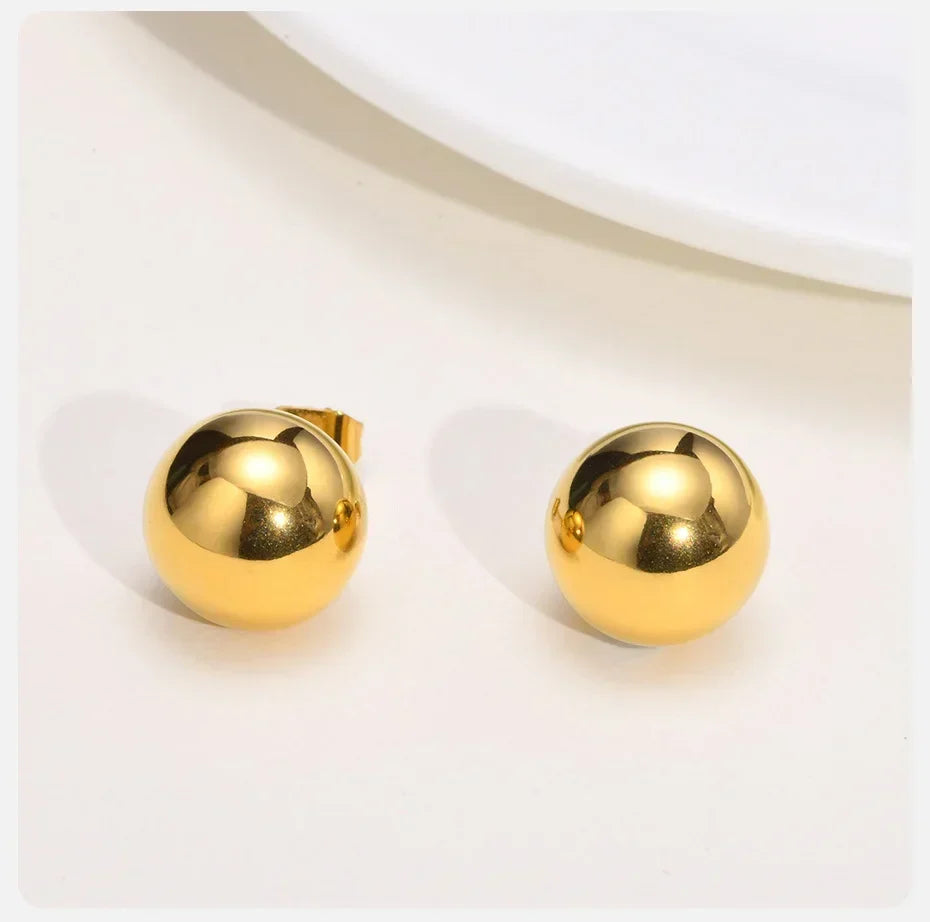 Gold Tone Ball Stud Earrings