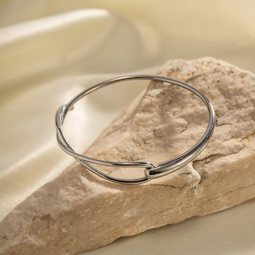 Minimalist Cross Over Open Cuff Bracelet