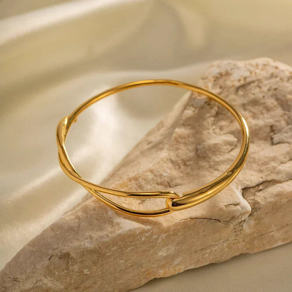 Minimalist Cross Over Open Cuff Bracelet
