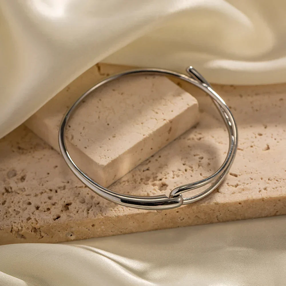 Minimalist Cross Over Open Cuff Bracelet