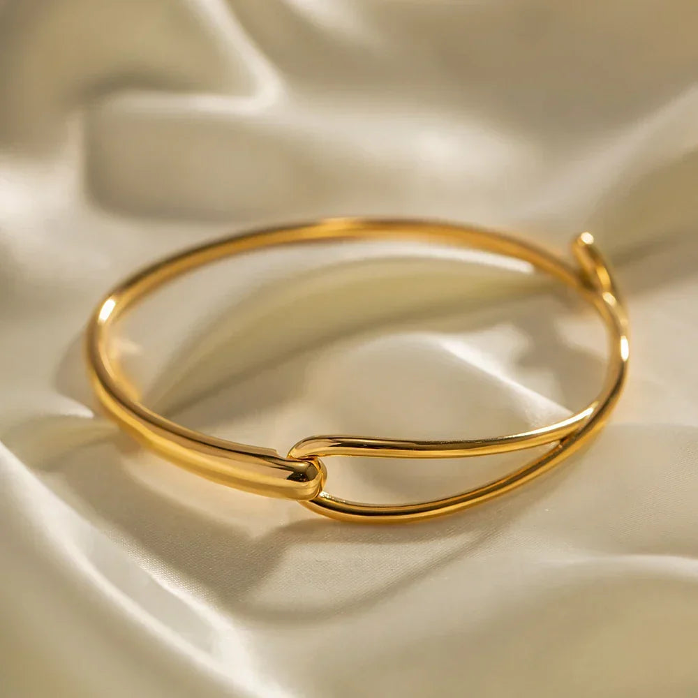 Minimalist Cross Over Open Cuff Bracelet