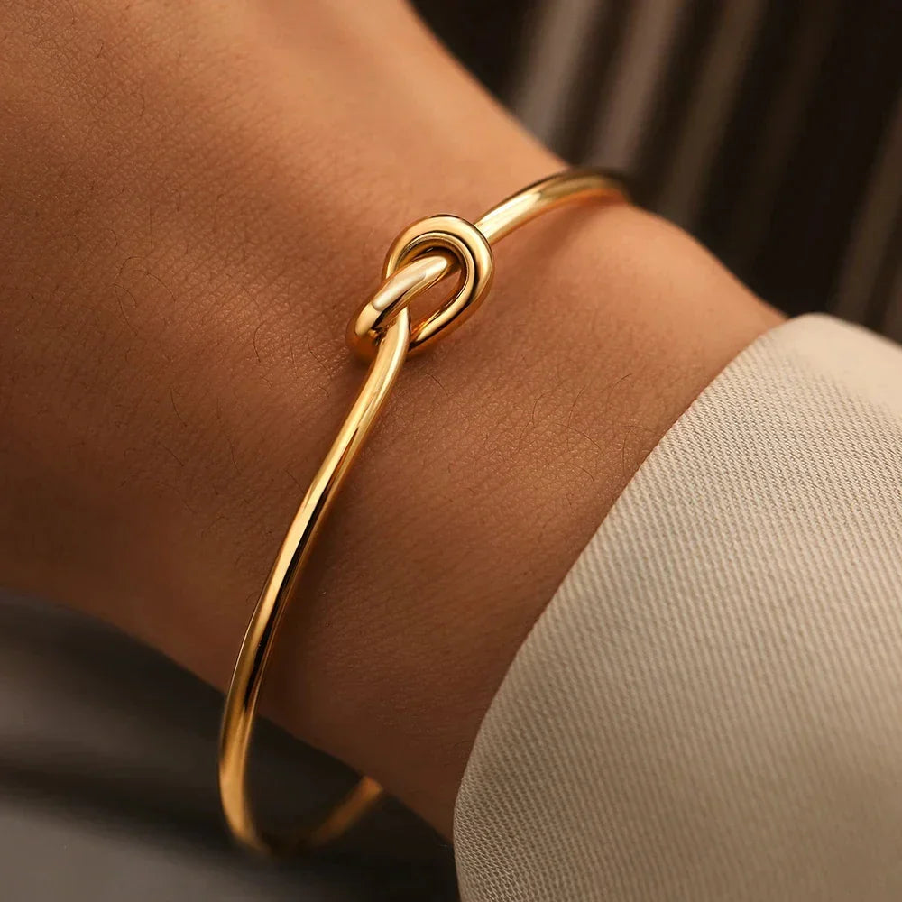 Minimalist Knot Open Cuff Bracelet