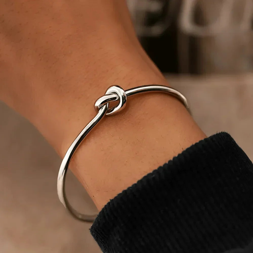 Minimalist Knot Open Cuff Bracelet