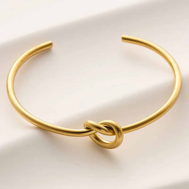 Minimalist Knot Open Cuff Bracelet