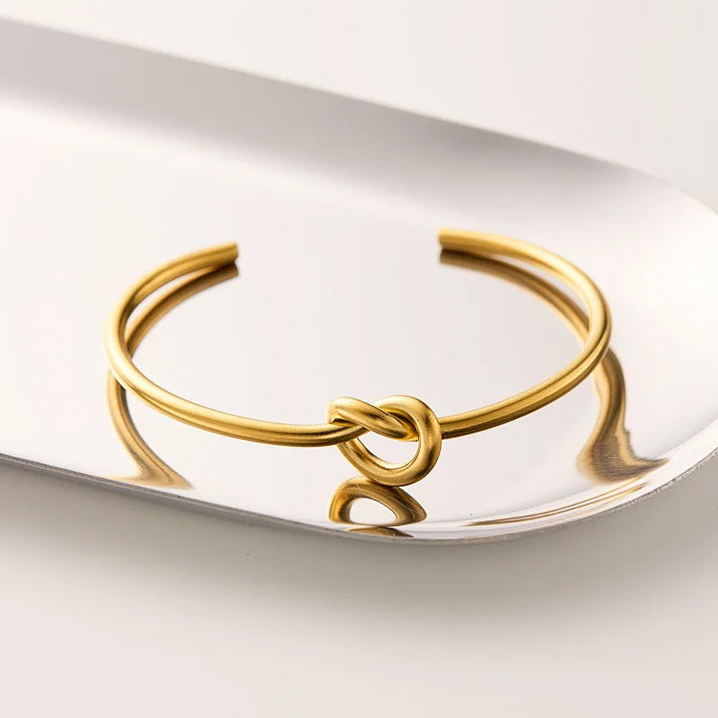 Minimalist Knot Open Cuff Bracelet