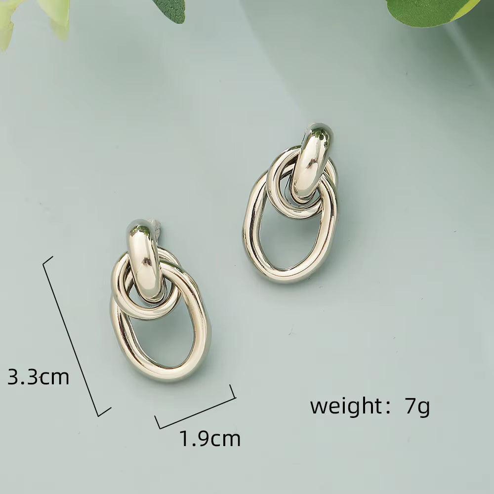 Minimalist Double Link Drop Earrings