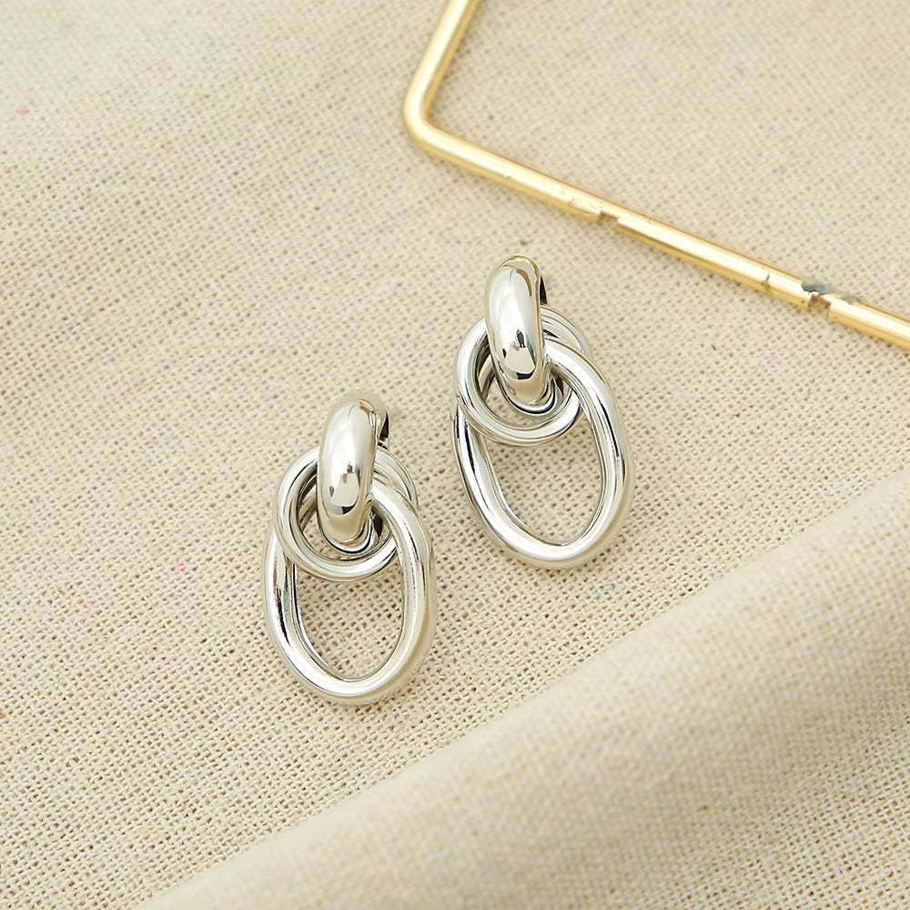 Minimalist Double Link Drop Earrings