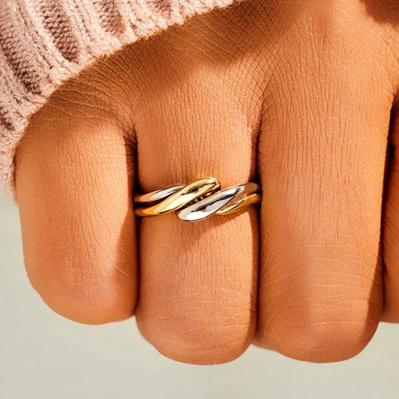 Intertwined Dual Tone Open Ring