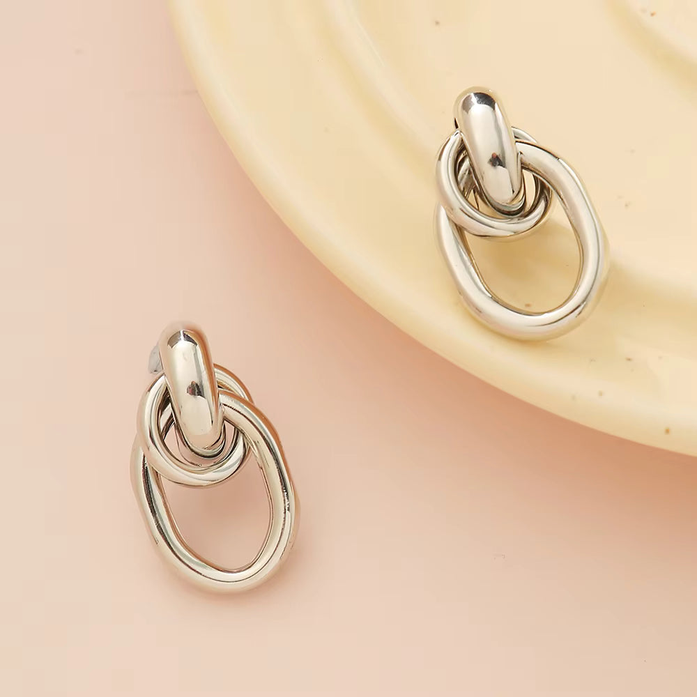 Minimalist Double Link Drop Earrings