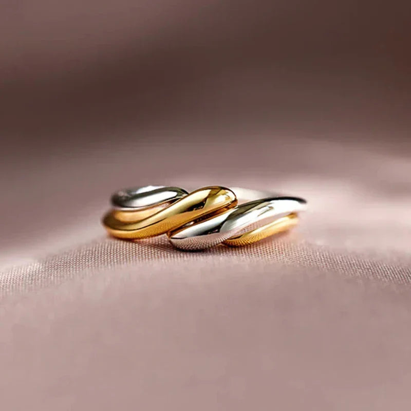 Intertwined Dual Tone Open Ring