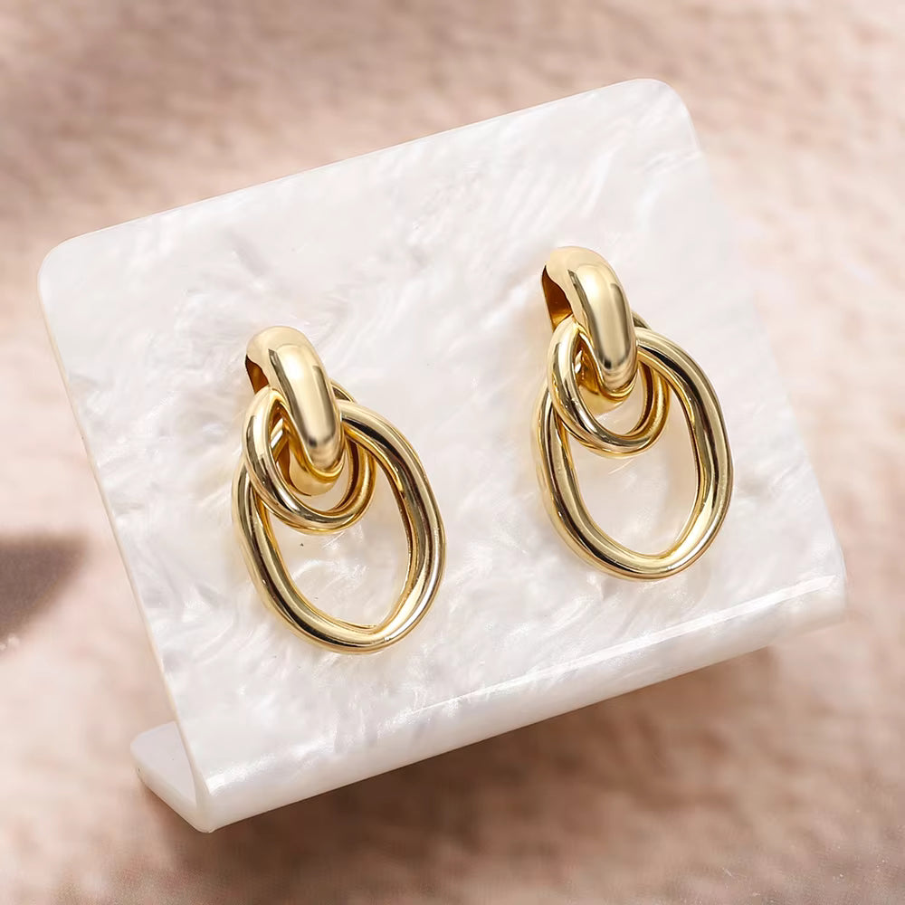 Minimalist Double Link Drop Earrings