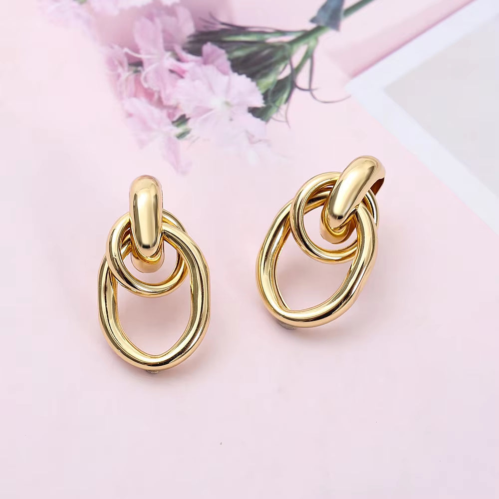 Minimalist Double Link Drop Earrings