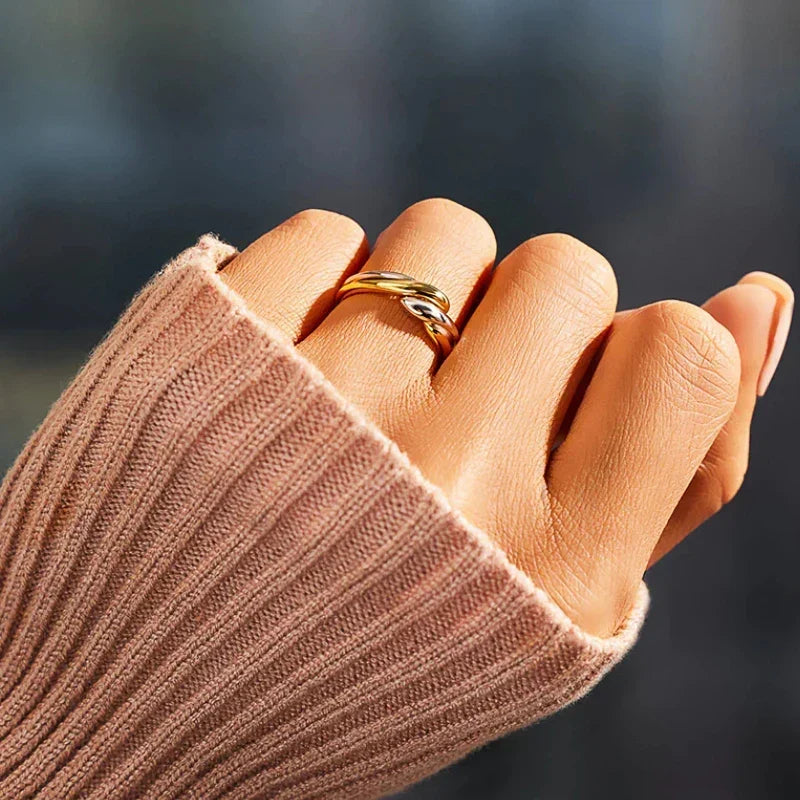 Intertwined Dual Tone Open Ring
