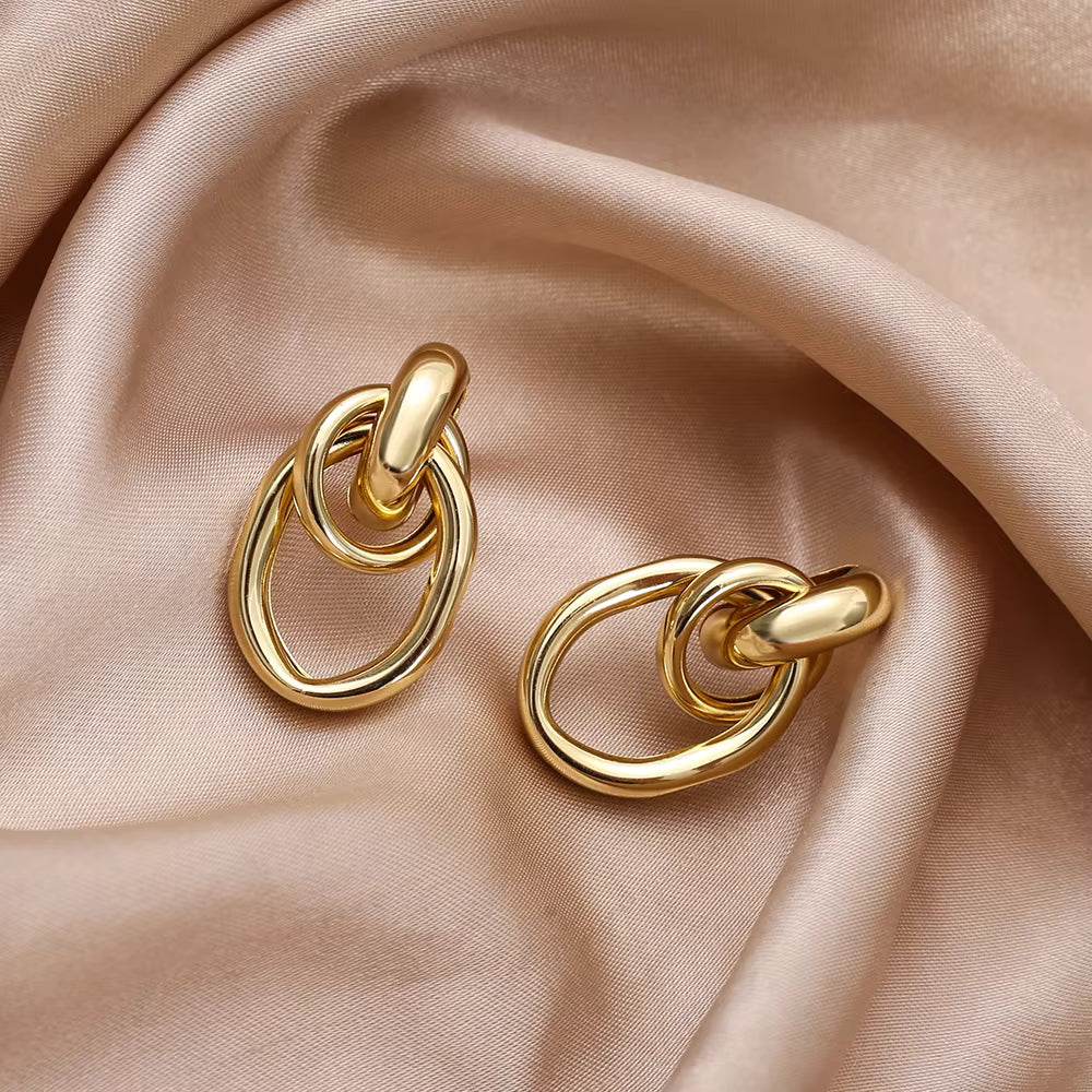 Minimalist Double Link Drop Earrings