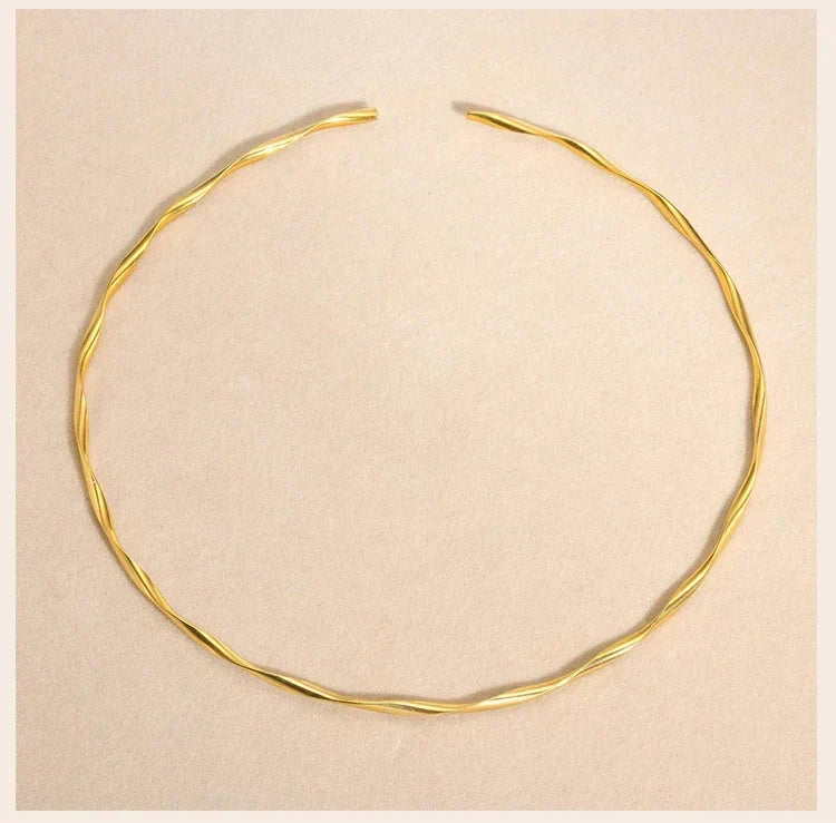Gold Tone Twisted Choker Necklace