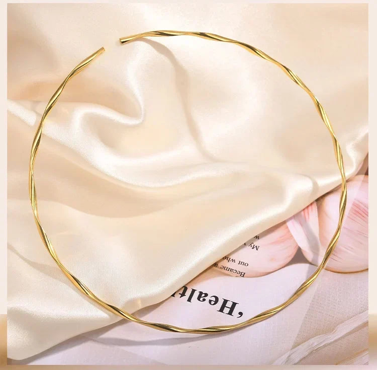 Gold Tone Twisted Choker Necklace